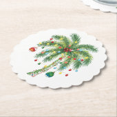光とオルナムを持つ熱帯クリスマスパームツリー ペーパーコースター (アングル)