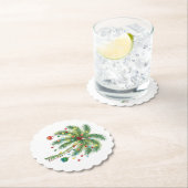 光とオルナムを持つ熱帯クリスマスパームツリー ペーパーコースター (インサイチュ)