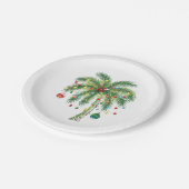光とオルナムを持つ熱帯クリスマスパームツリー ペーパープレート (アングル)