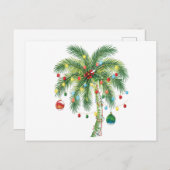 光とオルナムを持つ熱帯クリスマスパームツリー ポストカード (正面/裏面)