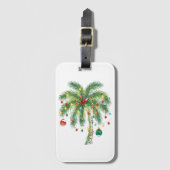 光とオルナムを持つ熱帯クリスマスパームツリー ラゲッジタグ (正面縦)