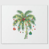 光とオルナムを持つ熱帯クリスマスパームツリー ラッピングペーパー (フラット)
