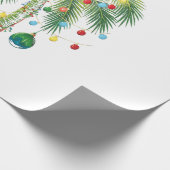 光とオルナムを持つ熱帯クリスマスパームツリー ラッピングペーパー (角)