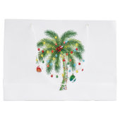 光とオルナムを持つ熱帯クリスマスパームツリー ラージペーパーバッグ (裏面)
