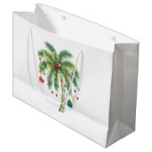 光とオルナムを持つ熱帯クリスマスパームツリー ラージペーパーバッグ (正面アングル)