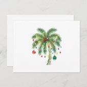 光とオルナムを持つ熱帯クリスマスパームツリー 出欠カード (正面/裏面)