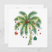 光とオルナムを持つ熱帯クリスマスパームツリー 招待状 (正面/裏面)
