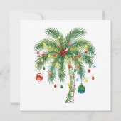 光とオルナムを持つ熱帯クリスマスパームツリー 招待状 (裏面)