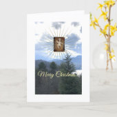 光とクリスマスの折り畳みグリーティングカードでいっぱいの カード (黄色い花)