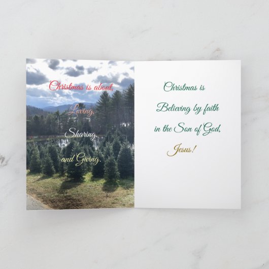 光とクリスマスの折り畳みグリーティングカードでいっぱいの カード (内部)