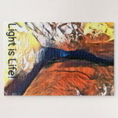 光と影のビーチ洞窟が海に接続 ジグソーパズル (横)