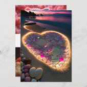 光と影の愛：夢のようなビーチ結婚式 招待状 (正面/裏面)