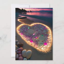 光と影の愛:夢のようなビーチ結婚式 招待状