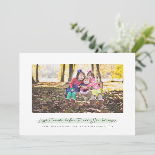 光と生命の宗教的な休日の写真カード シーズンカード (スタンド正面)