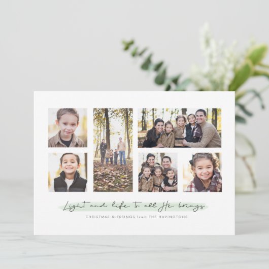 光と生命の宗教的な休日の写真カード シーズンカード (スタンド正面)