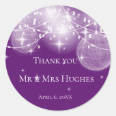 光と輝く星の列のデザイン感謝していあなた ラウンドシール (正面)