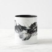 光と闇の抽象的ブラックホワイト流体アート マグカップ (中央)