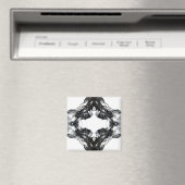 光と闇の抽象的ブラックホワイト流体アート マグネット (インサイチュ (食洗機))