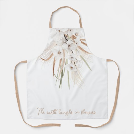 光と風通しの水の色のフローラ花引用文 エプロン (正面)