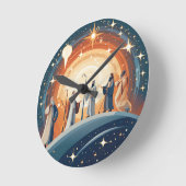 光に導かれる – 天空の旅 ラウンド壁時計 (傾斜)