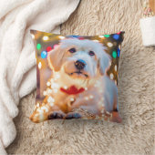光に絡まったクリスマス犬 クッション (ブランケット)