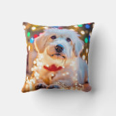 光に絡まったクリスマス犬 クッション (裏面)