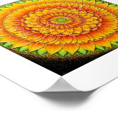 『光のひまわり曼荼羅 – 聖幾何学アート』 ポスター (角)