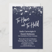 光のテクスチャー ハブ・アンド・トゥ・ホールド ネイビー・レセプション 招待状 (正面)