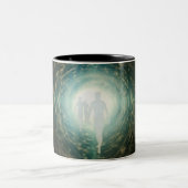 光のトンネルの中の人間の魂 ツートーンマグカップ (中央)