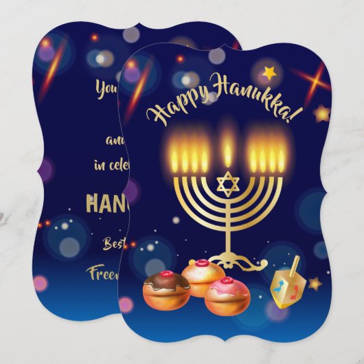 光のハヌカ祭りの喜び 招待状 (正面/裏面)