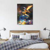 光のハミングバード – 魅惑の青い香水 キャンバスプリント (インサイチュ (寝室))