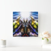 光のバースト スクエア壁時計 (ホーム)