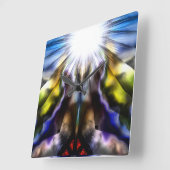 光のバースト スクエア壁時計 (傾斜)