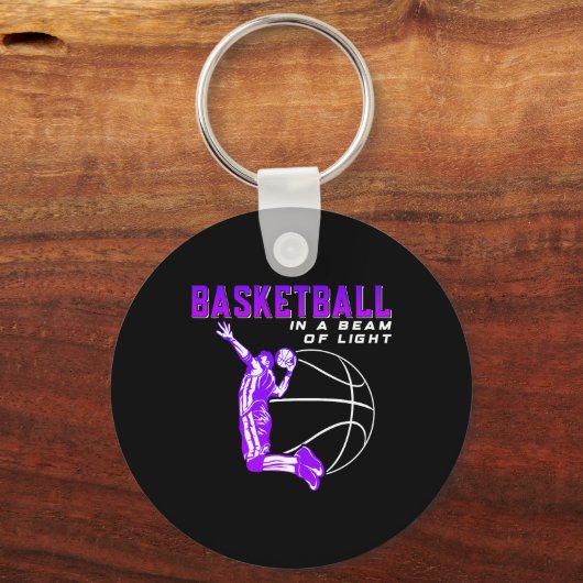 光のビームの中のバスケットボール キーホルダー (正面)