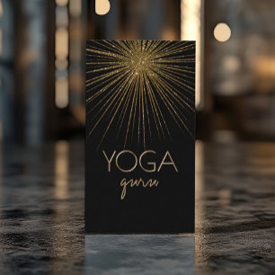 光のフラッシュYoga教師ブラックビジネスカード 名刺