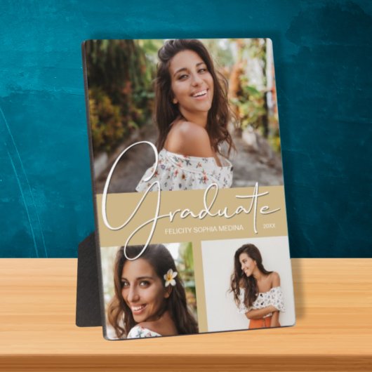 光のプラーク上の卒業写真コラージュ フォトプラーク