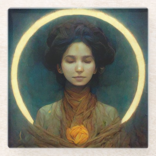 光のリングや輪2ファンタジーSci-fi ガラスコースター (正面)