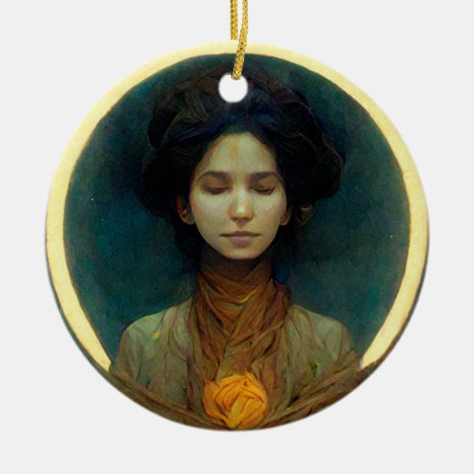 光のリングや輪2ファンタジーSci-fi セラミックオーナメント (正面)