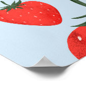 光の上でイチゴを隔離した夏のパターン ポスター (角)