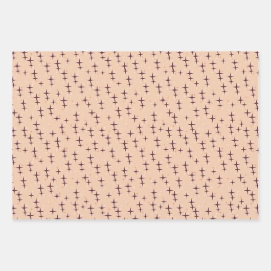 光の上のクリスマスの鳥、星と果実 ラッピングペーパーシート (正面3)