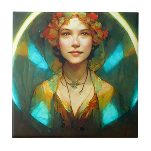 光の中でアールヌーボーファンタジー タイル (正面)