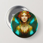 光の中でアールヌーボーファンタジー 缶バッジ (正面&裏面)