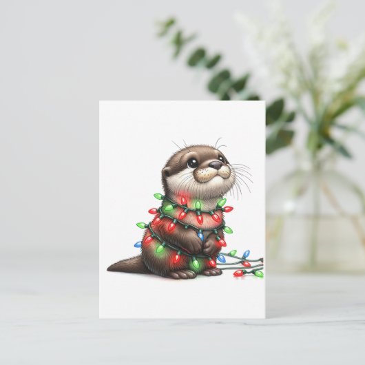 光の中で愛らしい包まれたクリスマス ポストカード (スタンド正面)