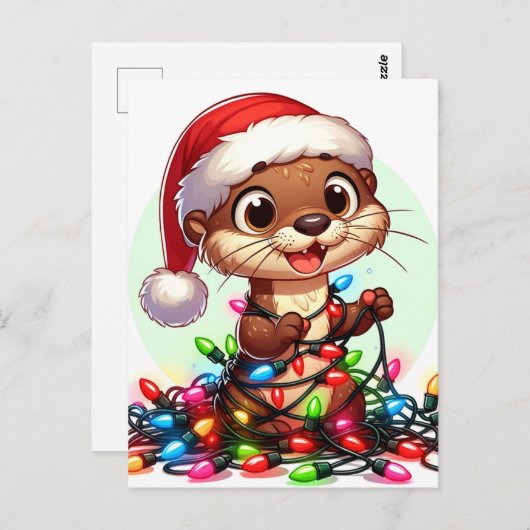 光の中のフェスティバルの包まれたクリスマス ポストカード (正面/裏面)