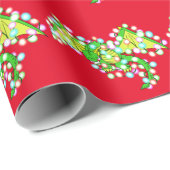 光の中の可愛い包まれたクリスマスドラゴン ラッピングペーパー (ロールコーナー)