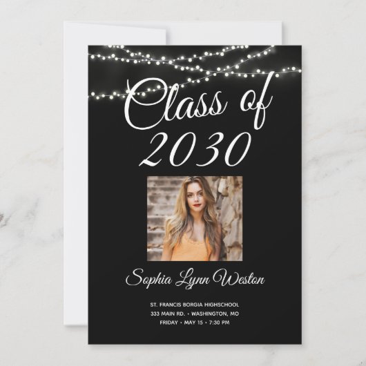 光の列の卒業写真 招待状 (正面)