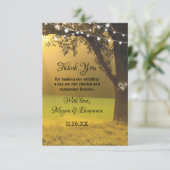光の列の素朴秋ツリーのヴィンテージ結婚式 サンキューカード (スタンド正面)