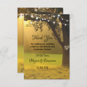 光の列の素朴秋ツリーのヴィンテージ結婚式 サンキューカード (正面/裏面)