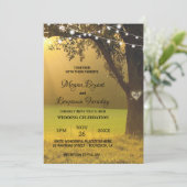 光の列の素朴秋ツリーのヴィンテージ結婚式 招待状 (スタンド正面)