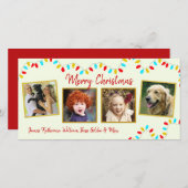 光の列4フォトファミリークリスマスカード シーズンカード (正面/裏面)